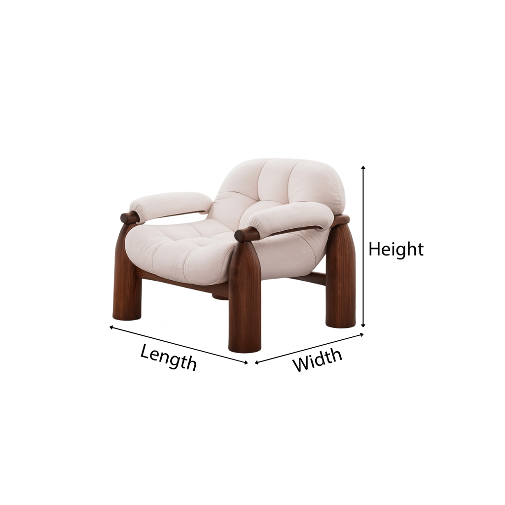 Mid-Century Wooden Accent Chair With Upholstered Seat For Living Room