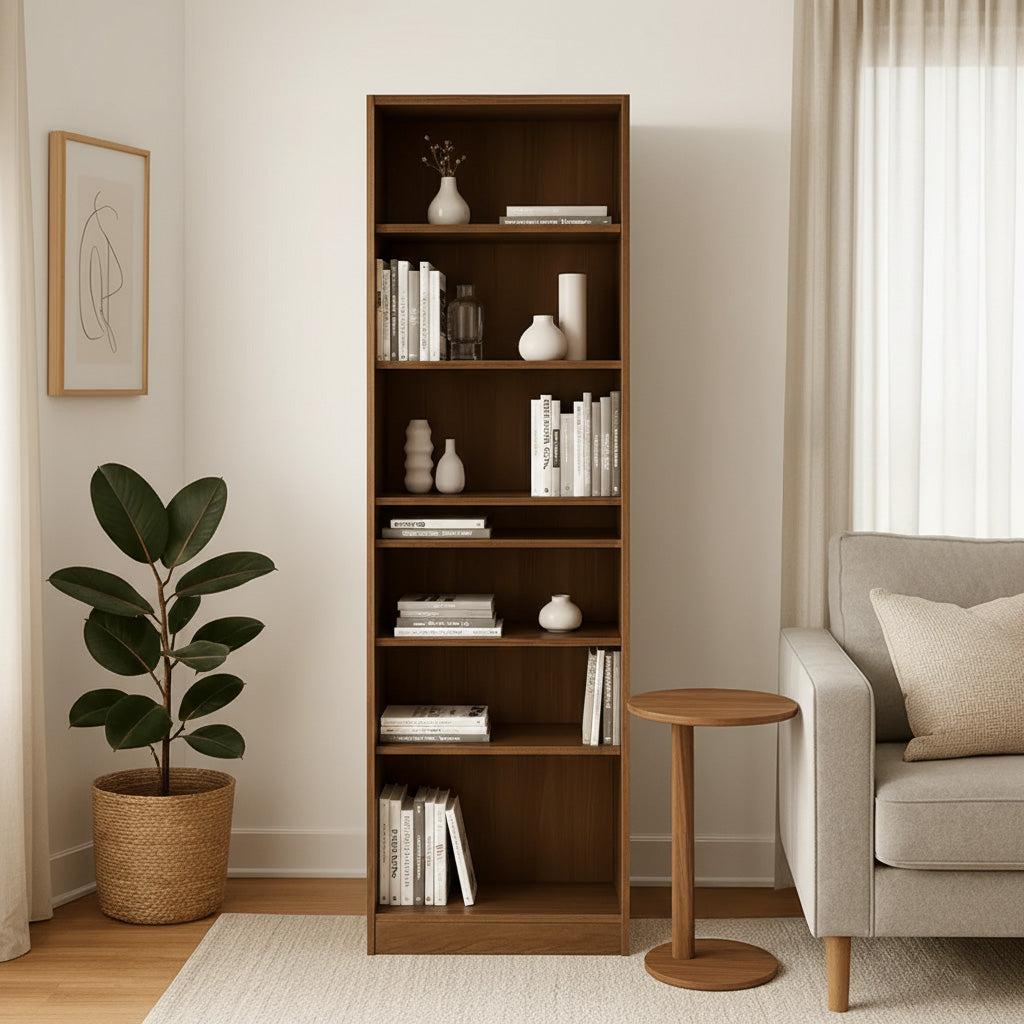Mid-Century Wooden Bookshelf With Display Shelves