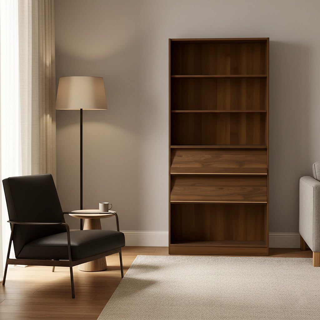 Mid-Century Wooden Bookshelf With Display Shelves