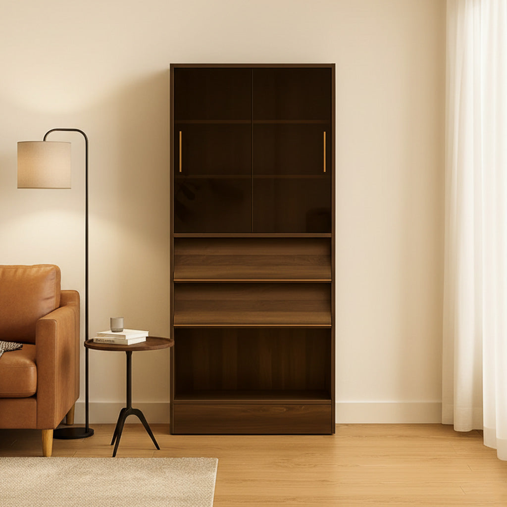 Mid-Century Wooden Bookshelf With Display Shelves