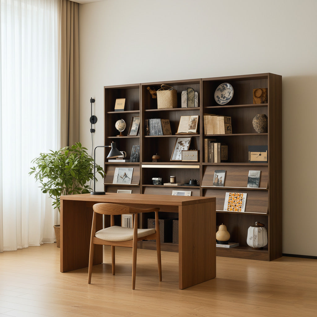 Mid-Century Wooden Bookshelf With Display Shelves