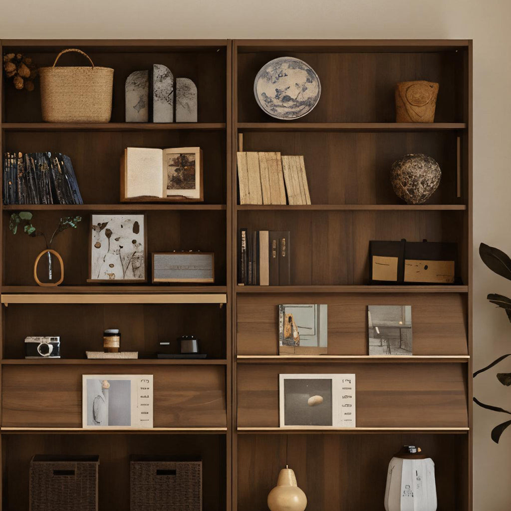 Mid-Century Wooden Bookshelf With Display Shelves
