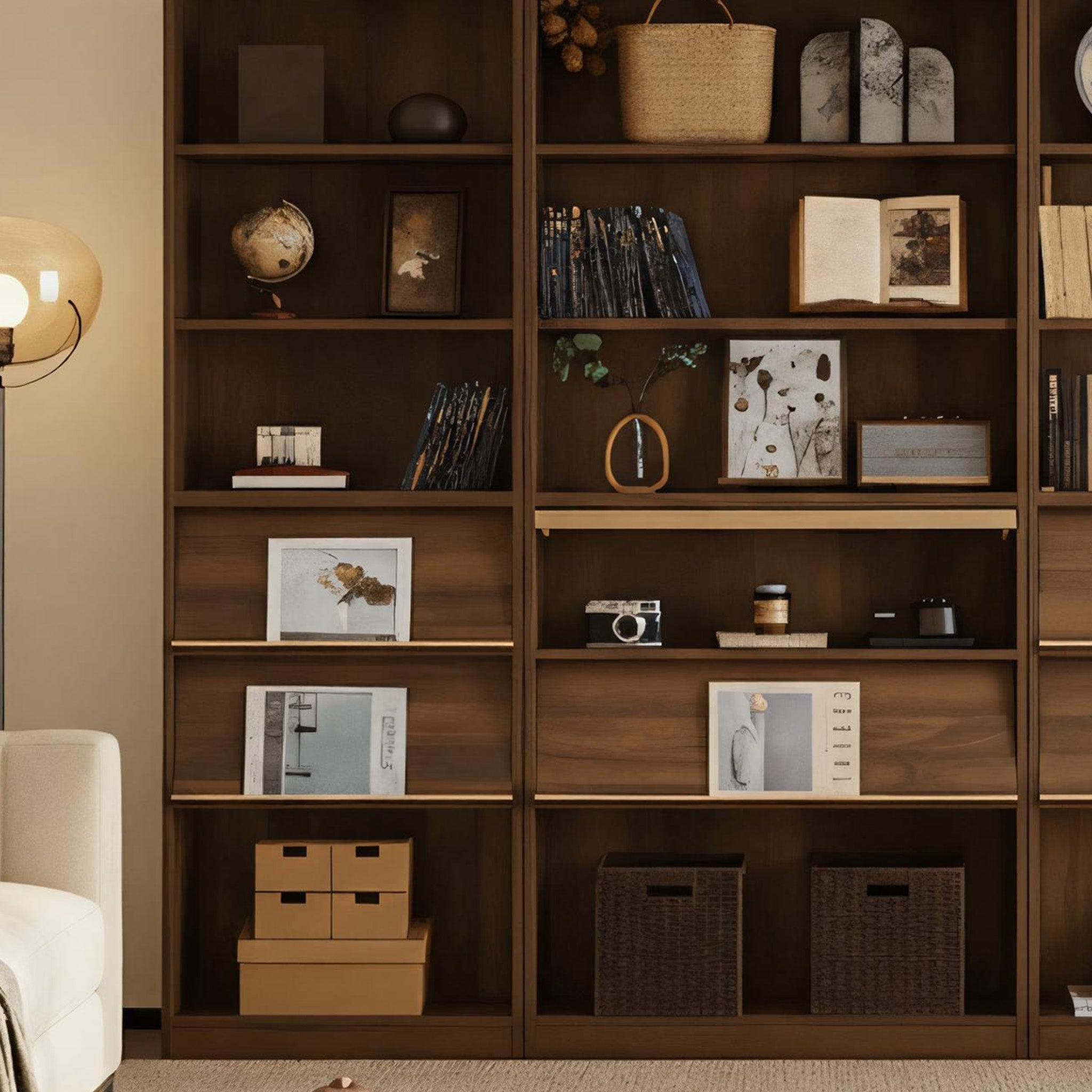 Mid-Century Wooden Bookshelf With Display Shelves