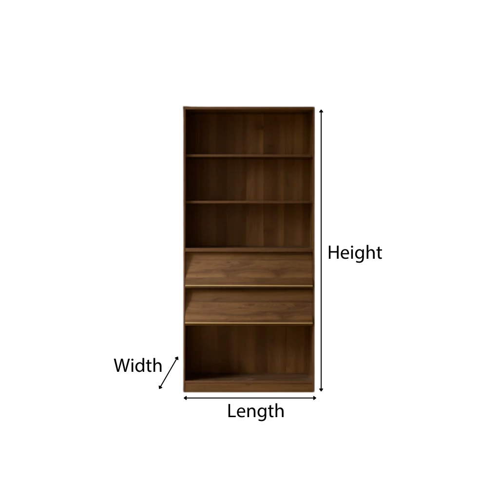 Mid-Century Wooden Bookshelf With Display Shelves