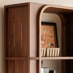 Mid-Century Wooden Bookshelf With Rounded Frame