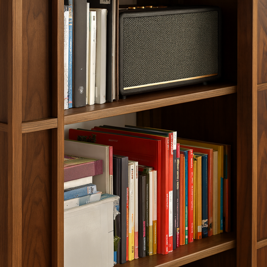 Mid-Century Wooden Bookshelf With Rounded Frame