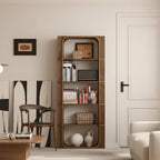 Mid-Century Wooden Bookshelf With Rounded Frame