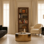 Mid-Century Wooden Bookshelf With Rounded Frame