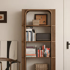 Mid-Century Wooden Bookshelf With Rounded Frame
