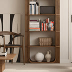 Mid-Century Wooden Bookshelf With Rounded Frame