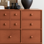 Mid-Century Wooden Cabinet With Grid Drawer Fronts