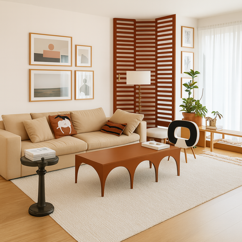 Mid-Century Wooden Coffee Table With Arch Base