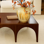 Mid-Century Wooden Coffee Table With Arch Base