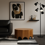 Mid-Century Wooden Coffee Table With Sculpted Arch Base