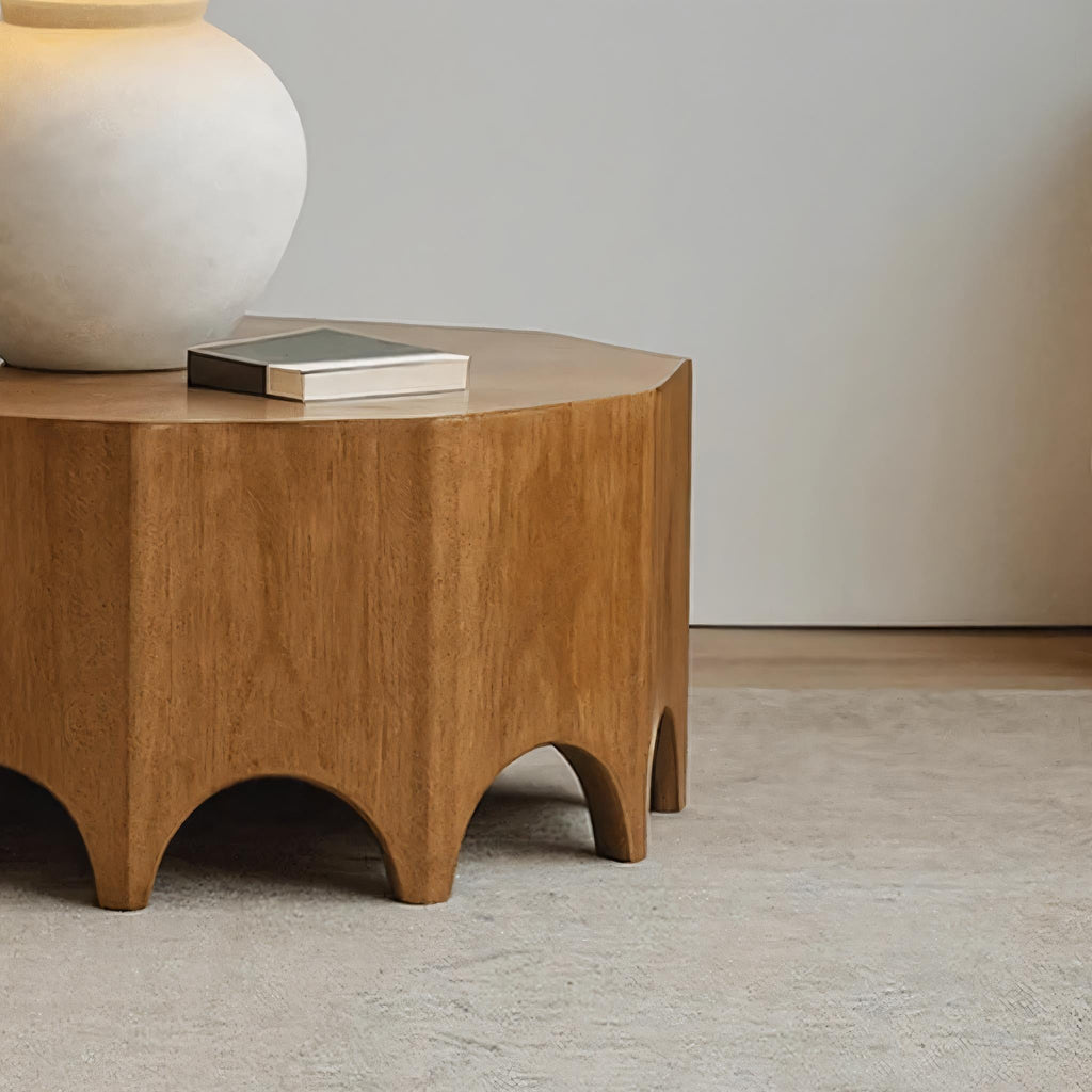 Mid-Century Wooden Coffee Table With Sculpted Arch Base