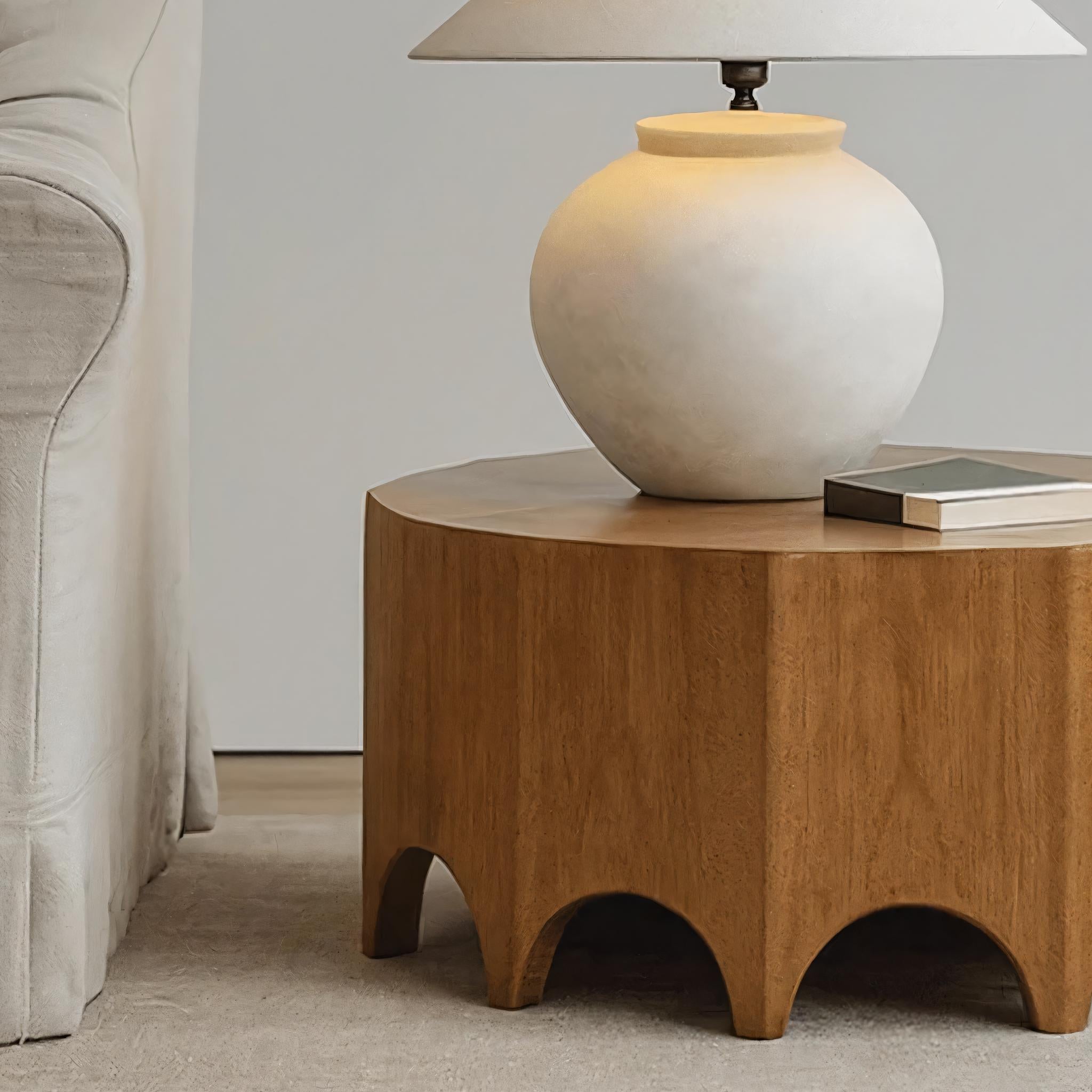 Mid-Century Wooden Coffee Table With Sculpted Arch Base