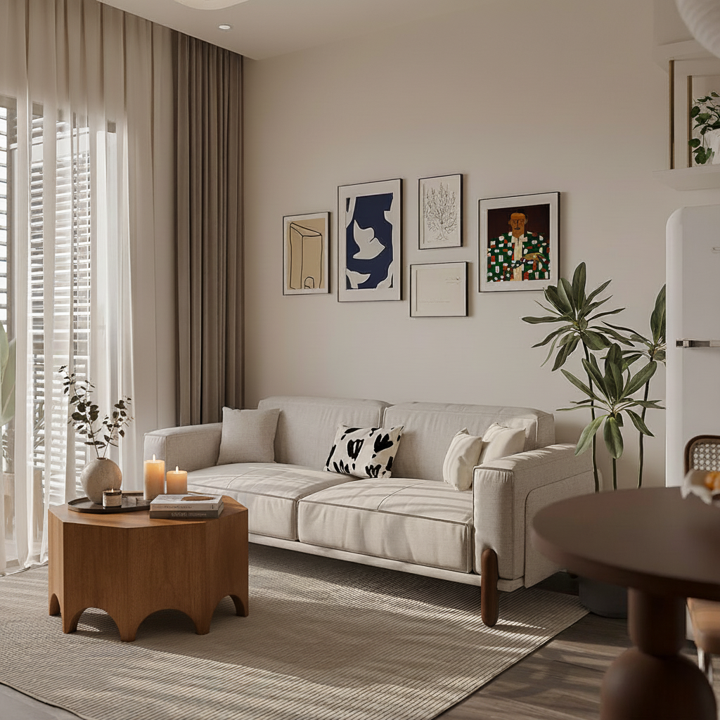 Mid-Century Wooden Coffee Table With Sculpted Arch Base