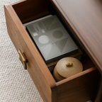 Mid-Century Wooden Coffee Table With Storage Drawers For Living Room