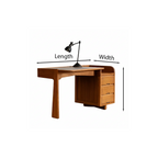 Mid-Century Wooden Desk With Curved Edge Top