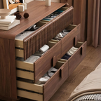 Mid-Century Wooden Dresser With Fluted Top Panel