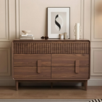 Mid-Century Wooden Dresser With Fluted Top Panel