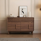 Mid-Century Wooden Dresser With Fluted Top Panel