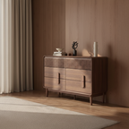 Mid-Century Wooden Dresser With Fluted Top Panel