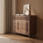 Mid-Century Wooden Dresser With Fluted Top Panel