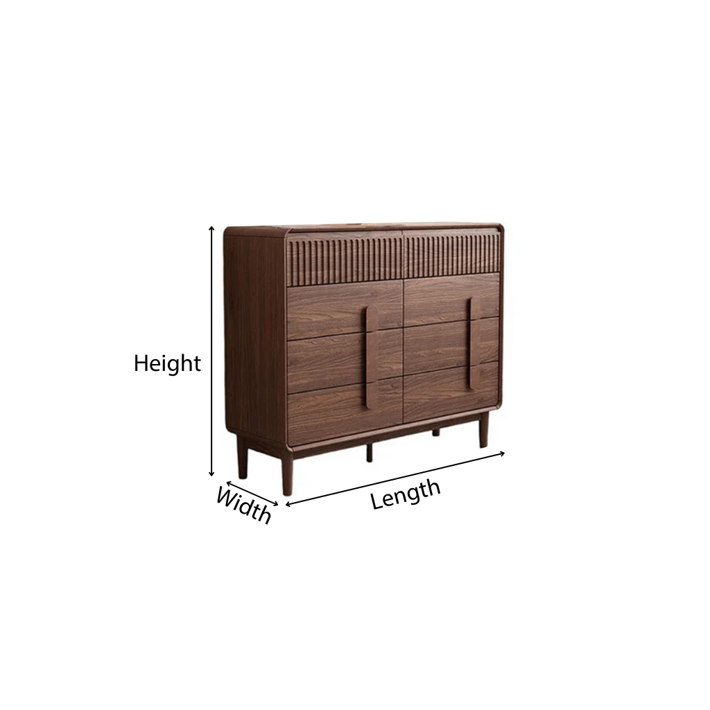 Mid-Century Wooden Dresser With Fluted Top Panel