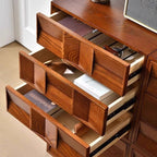 Mid-Century Wooden Dresser With Geometric