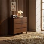 Mid-Century Wooden Dresser With Rounded Corners