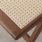 Mid-Century Wooden Folding Dining Chair With Woven Cane