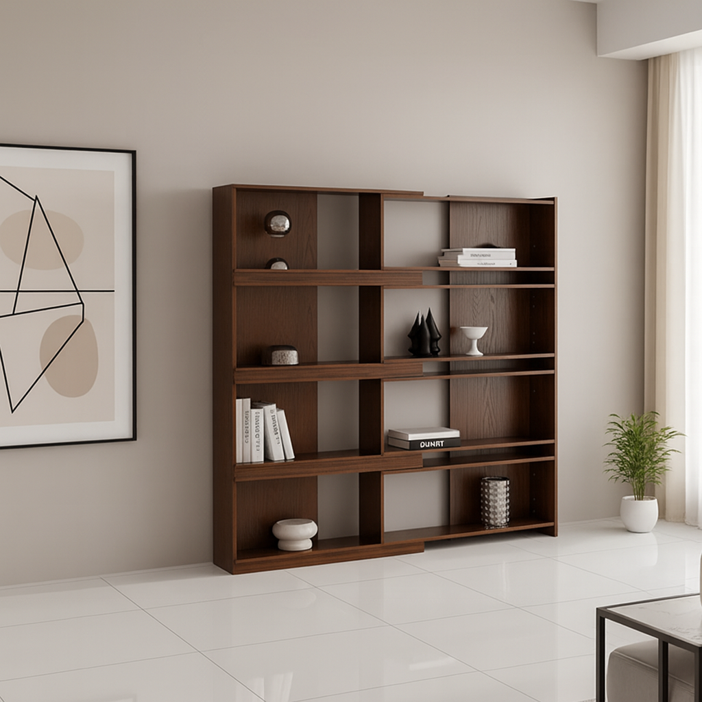 Mid-Century Wooden Open Bookshelf