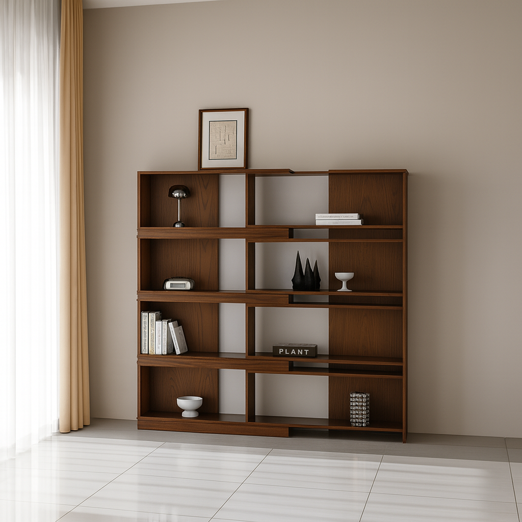 Mid-Century Wooden Open Bookshelf