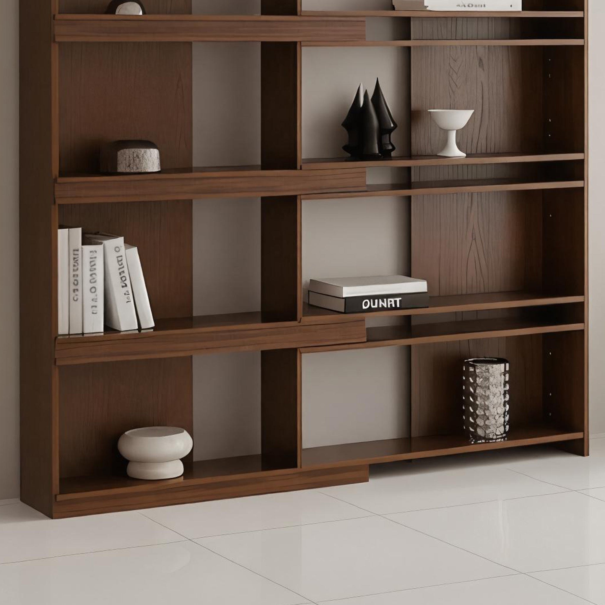 Mid-Century Wooden Open Bookshelf