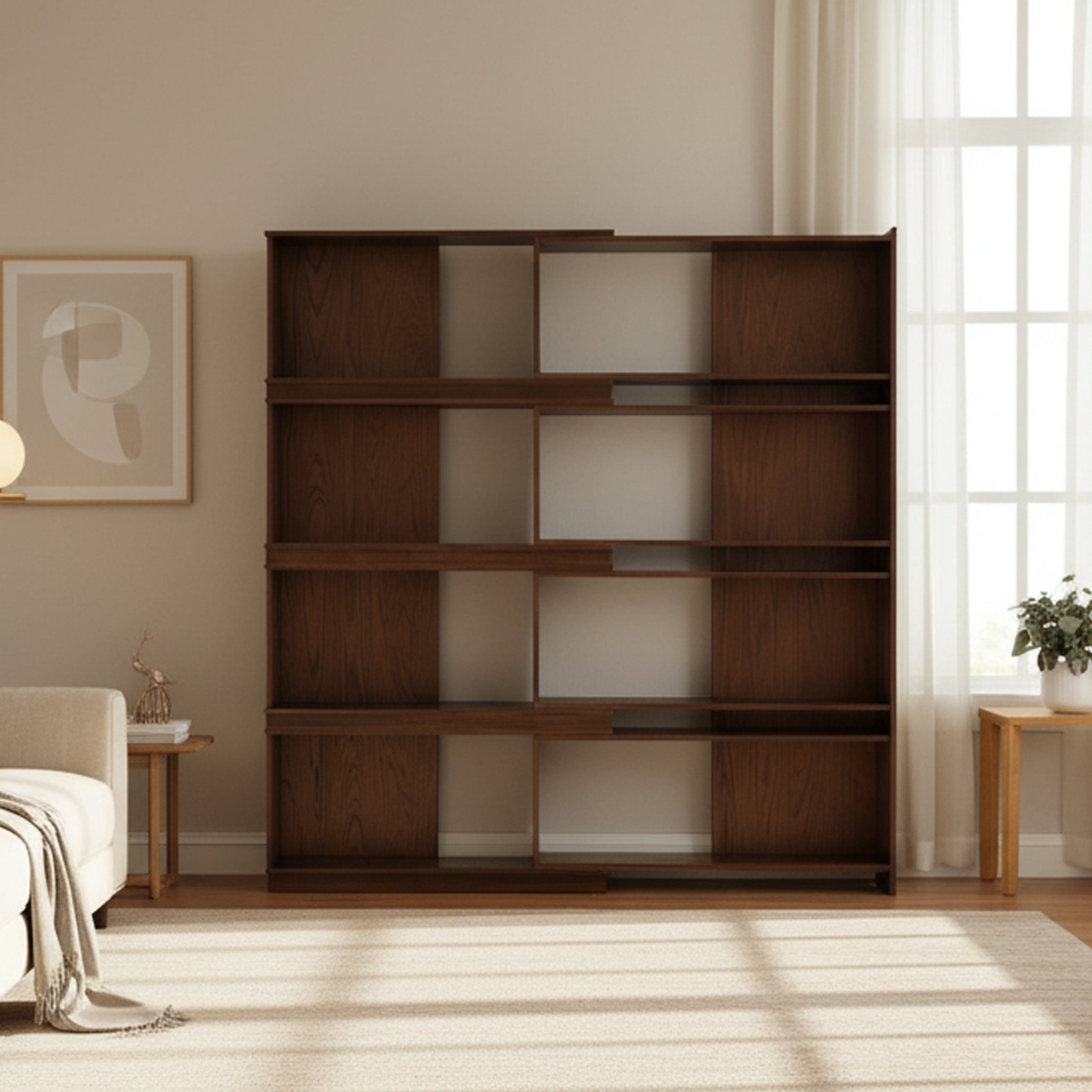 Mid-Century Wooden Open Bookshelf