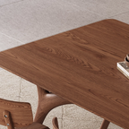 Mid-Century Wooden Oval Dining Table With Arched Leg Base For Dining Room