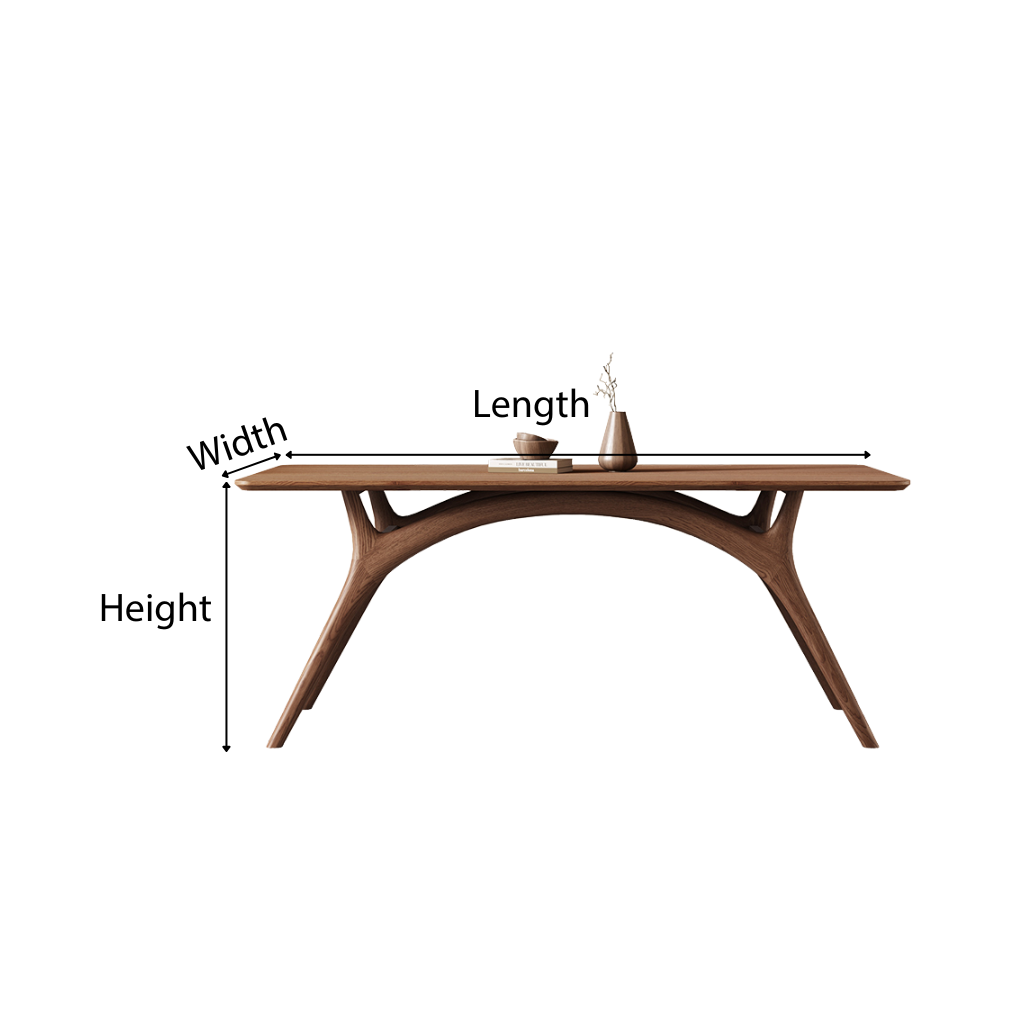 Mid-Century Wooden Oval Dining Table With Arched Leg Base For Dining Room