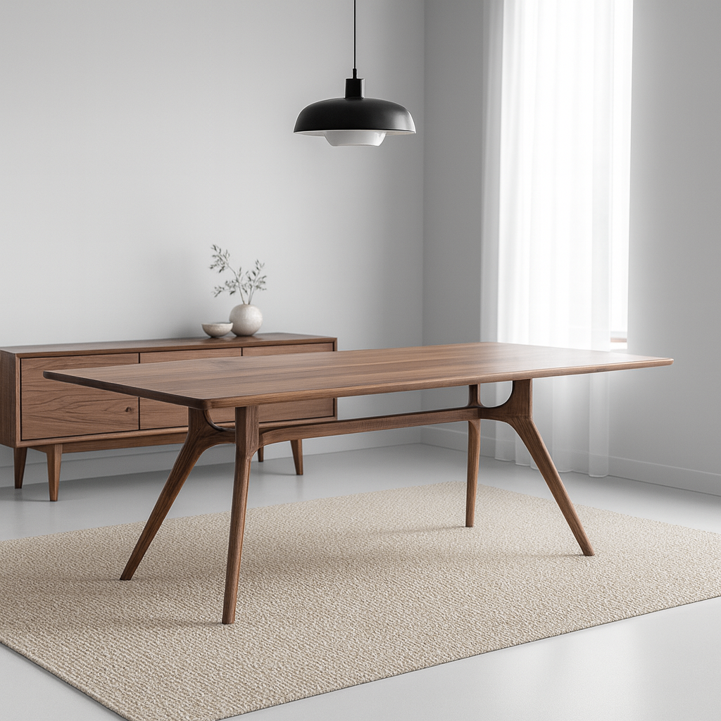 Mid-Century Wooden Rectangular Dining Table For Dining Room