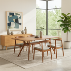 Mid-Century Wooden Rectangular Dining Table For Dining Room