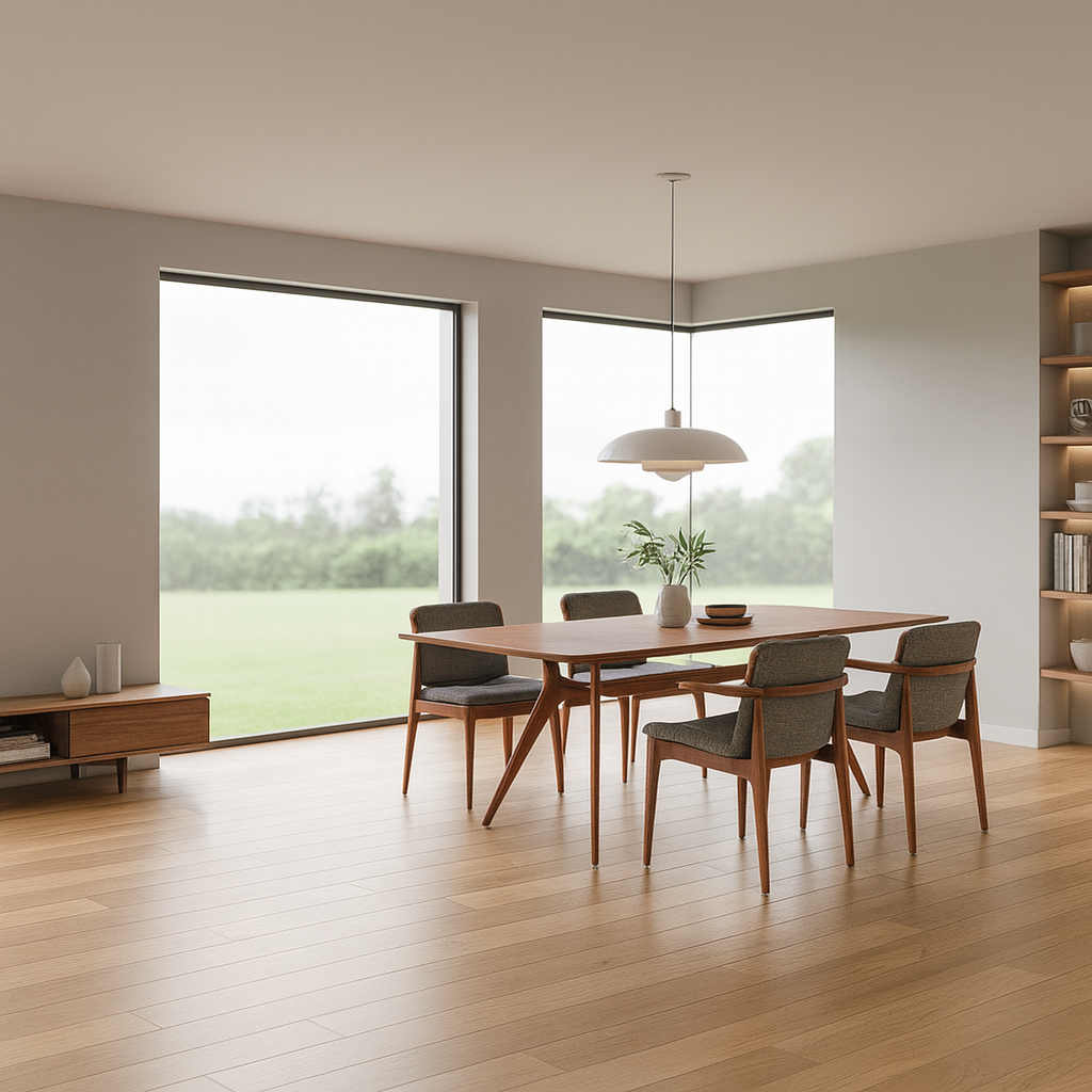 Mid-Century Wooden Rectangular Dining Table For Dining Room