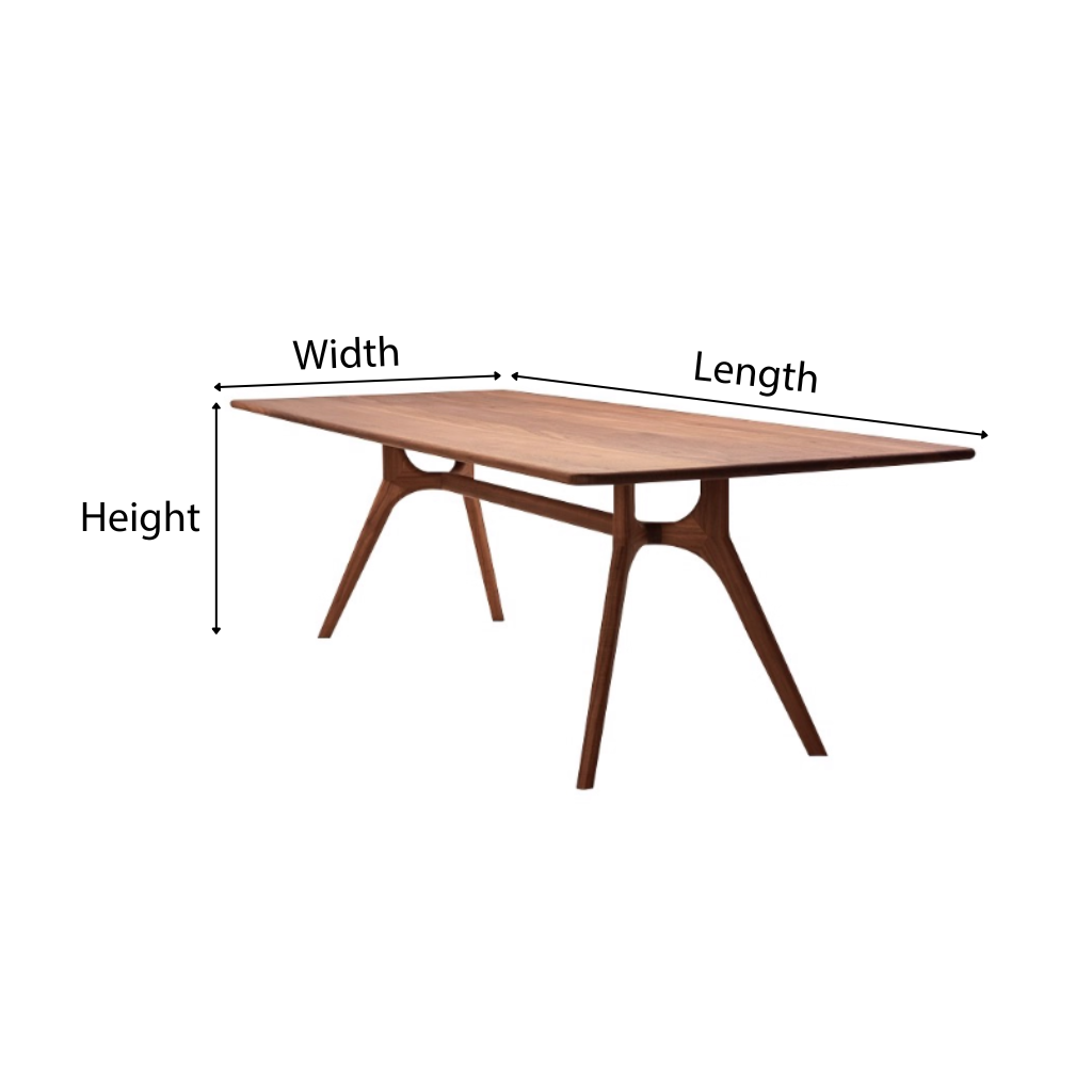 Mid-Century Wooden Rectangular Dining Table For Dining Room