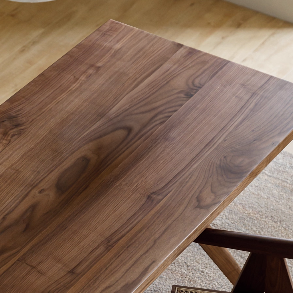 Mid-Century Wooden Rectangular Dining Table With Angled Legs For Dining Room