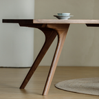 Mid-Century Wooden Rectangular Dining Table With Angled Legs For Dining Room