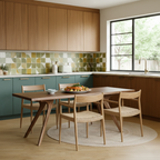 Mid-Century Wooden Rectangular Dining Table With Angled Legs For Dining Room