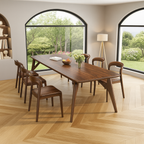 Mid-Century Wooden Rectangular Dining Table With Sculpted Legs For Dining Room