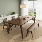 Mid-Century Wooden Rectangular Dining Table With Sculpted Legs For Dining Room