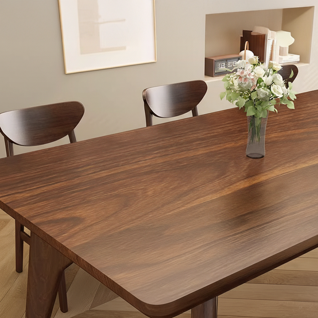 Mid-Century Wooden Rectangular Dining Table With Sculpted Legs For Dining Room