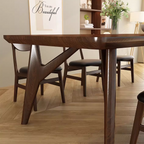 Mid-Century Wooden Rectangular Dining Table With Sculpted Legs For Dining Room