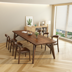 Mid-Century Wooden Rectangular Dining Table With Sculpted Legs For Dining Room